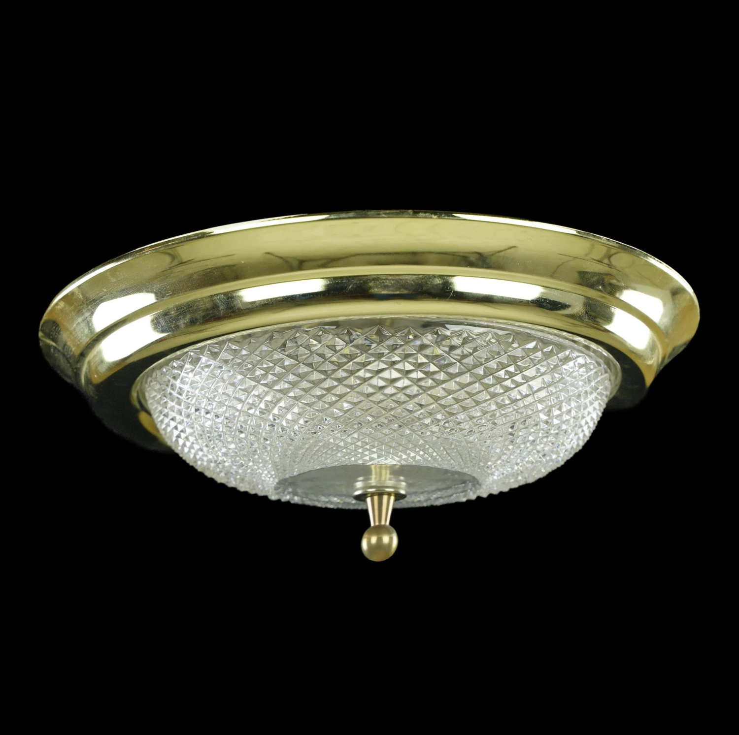 The Plaza Hotel Faceted Clear Glass Brass Rim Flush Mount Ceiling Light 3 The Plaza Hotel Faceted Clear Glass Brass Rim Flush Mount Ceiling Light