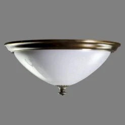 Traditional Stueben Greek Glass & Bronze Flush Mount Dome Light