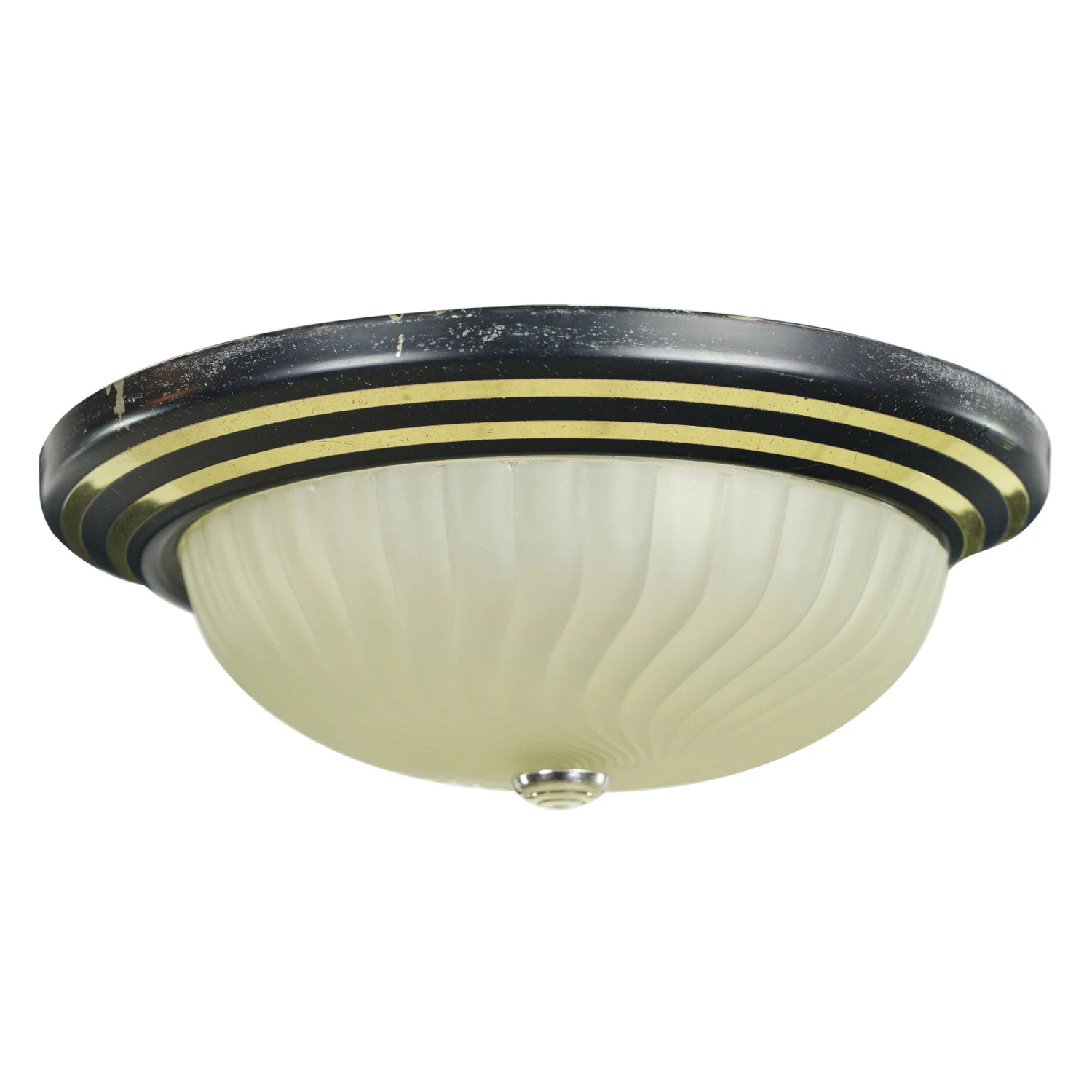 Vintage 15.5 In. Black & Gold Frosted Glass Flush Mount Light 3 Vintage 15.5 In. Black & Gold Frosted Glass Flush Mount Light