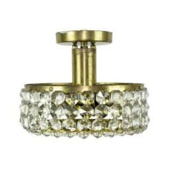 Vintage Acrylic Diamonds 10.5 In. Brass Semi Flush Mount