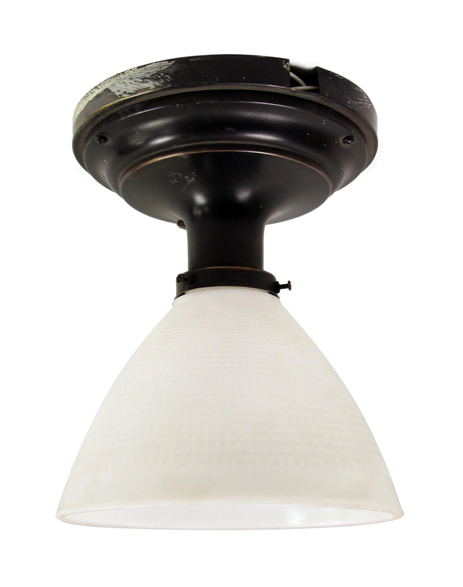 Vintage Traditional 8 In. White Milk Glass Black Fitter Semi Flush Mount 3 Vintage Traditional 8 In. White Milk Glass Black Fitter Semi Flush Mount