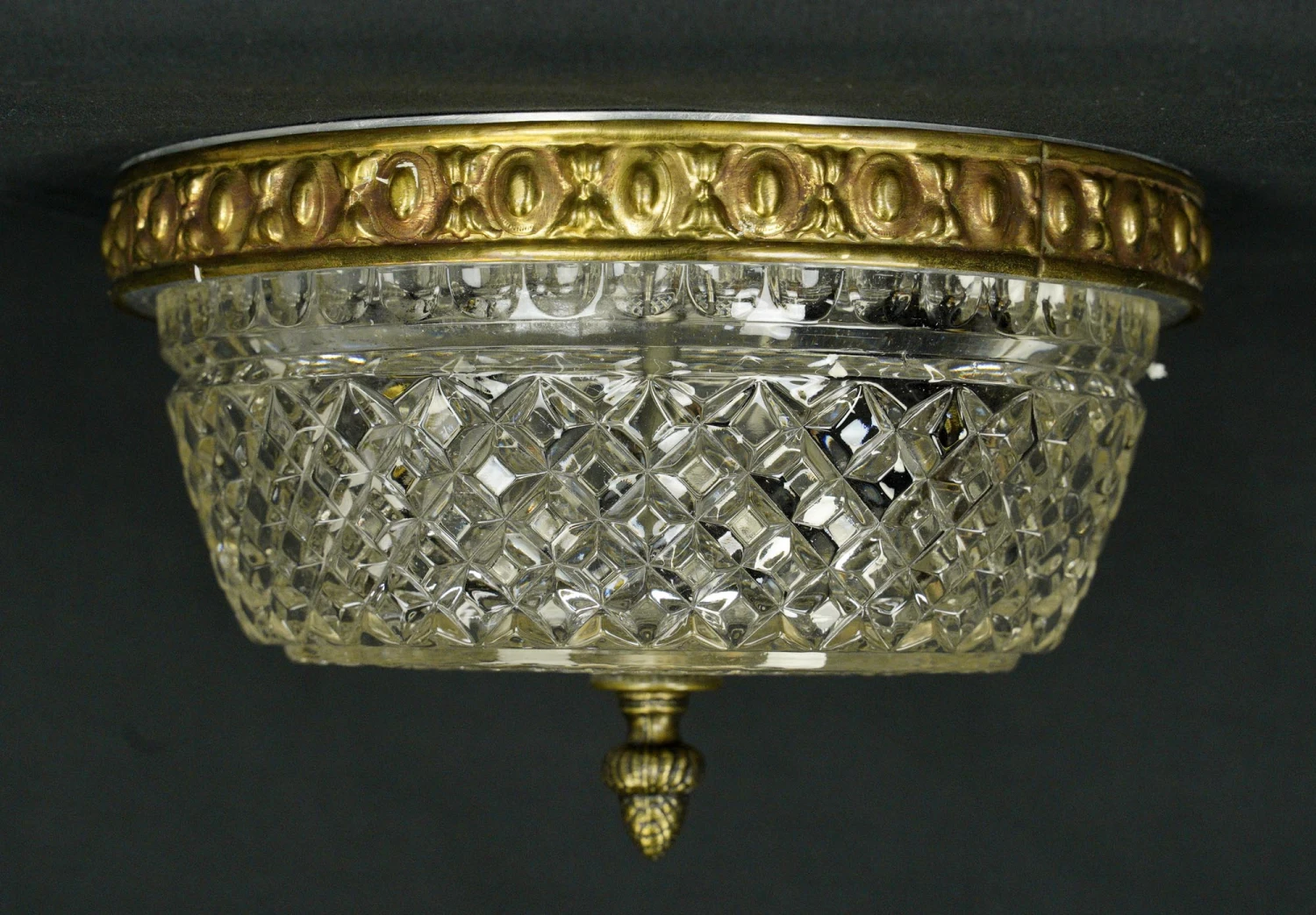 Waldorf Astoria 9.25 In. Clear Glass Brass Flush Mount Light 3 Waldorf Astoria 9.25 In. Clear Glass Brass Flush Mount Light