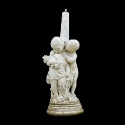 Reclaimed White Concrete Figural Bird Bath Base