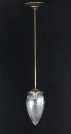 1809 Etched & Frosted Cone Shaped Glass Pendant Light
