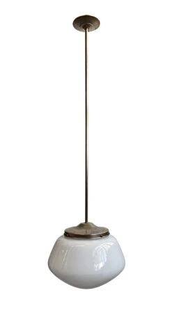 1940s Schoolhouse 16 In. Globe Brass Pendant Light