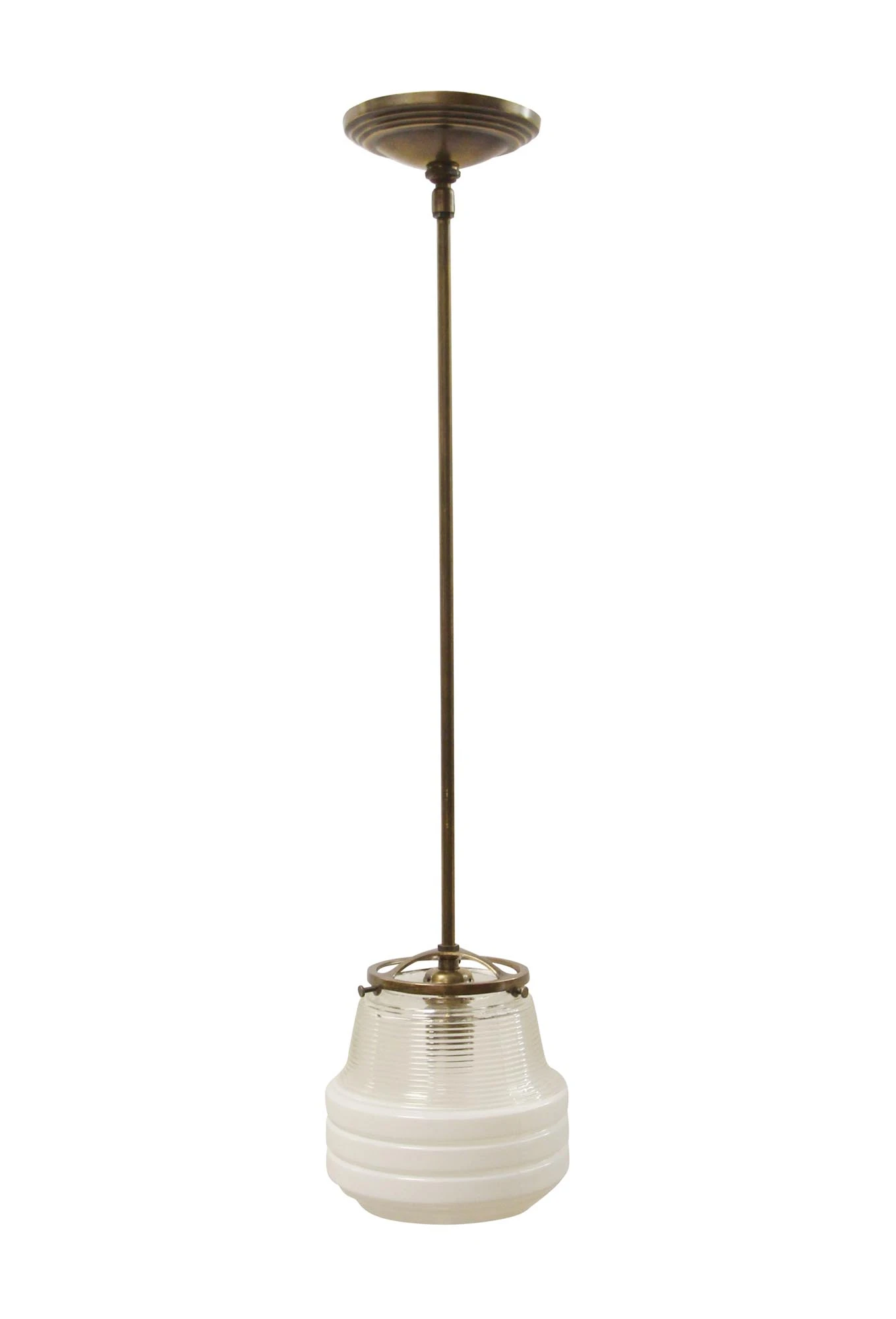 1950s 6.5 In. Glass Globe Brass Pole Pendant Light 3 1950s 6.5 In. Glass Globe Brass Pole Pendant Light