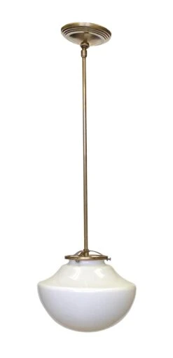 1960s School House 9 In. Globe With Brass Fitter Pendant Light