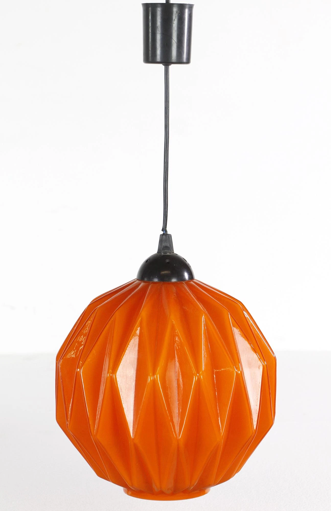 European Mid Century Modern Orange Geometric Glass Pendant Light 4 European Mid Century Modern Orange Geometric Glass Pendant Light - Image 2