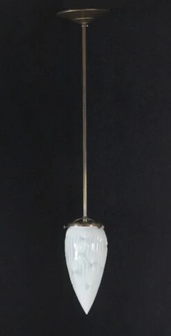 American Hand Blown Opalescent Glass Cone Pendant Light