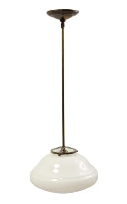 Antique 11.5 In. Schoolhouse Globe With Brass Pole Pendant Light