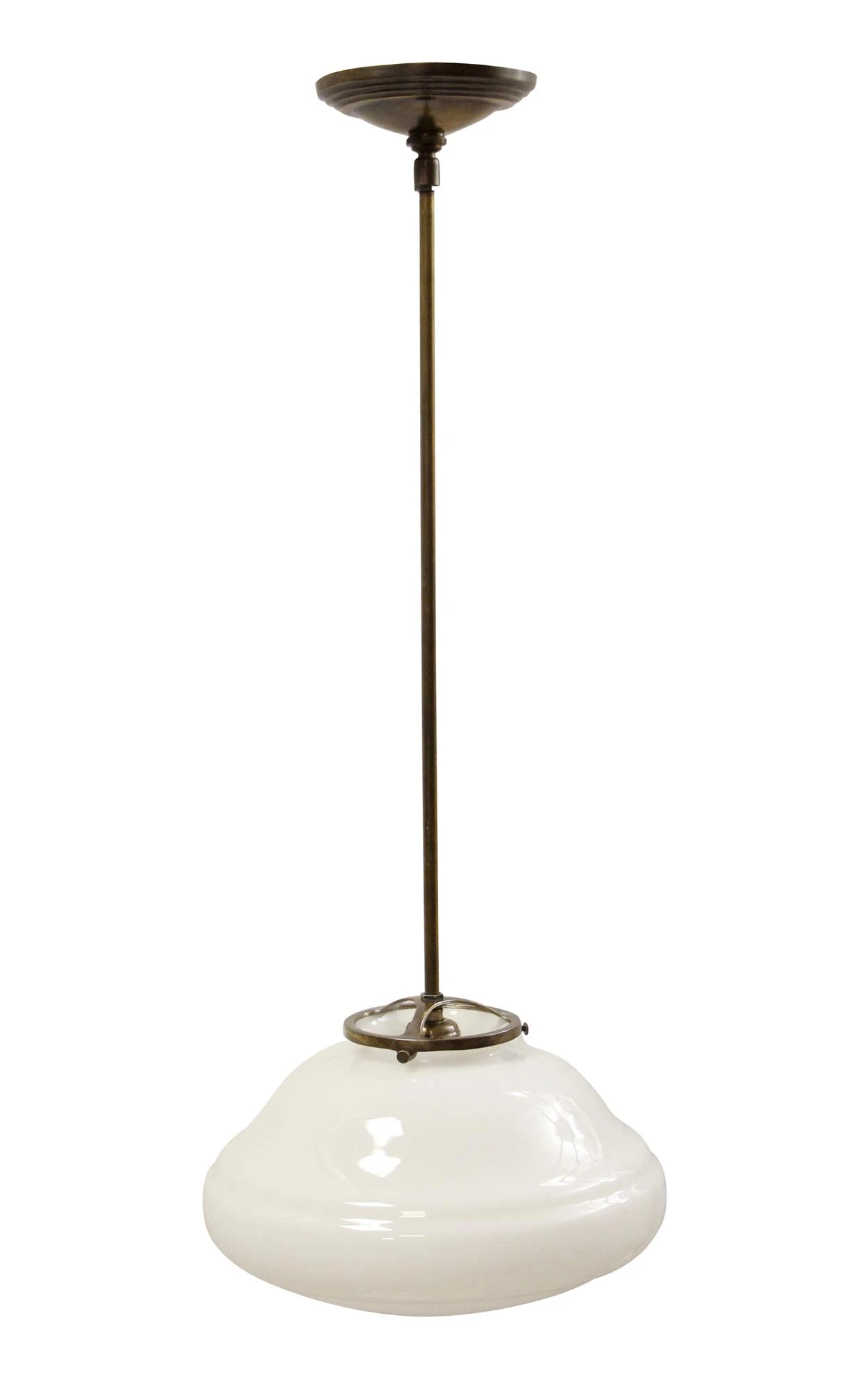 Antique 11.5 In. Schoolhouse Globe With Brass Pole Pendant Light 3 Antique 11.5 In. Schoolhouse Globe With Brass Pole Pendant Light