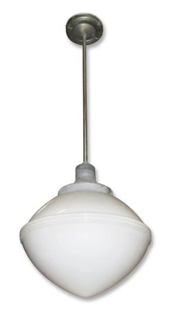 Art Deco School House Light With Original Aluminum Pole Fitter