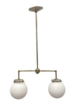 Double Arm Milk Glass Pendant Globe Fixture
