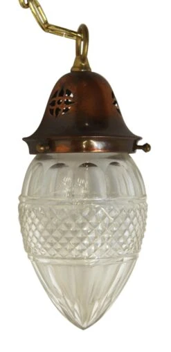 Etched Glass Pendant Light With Copper Fitter