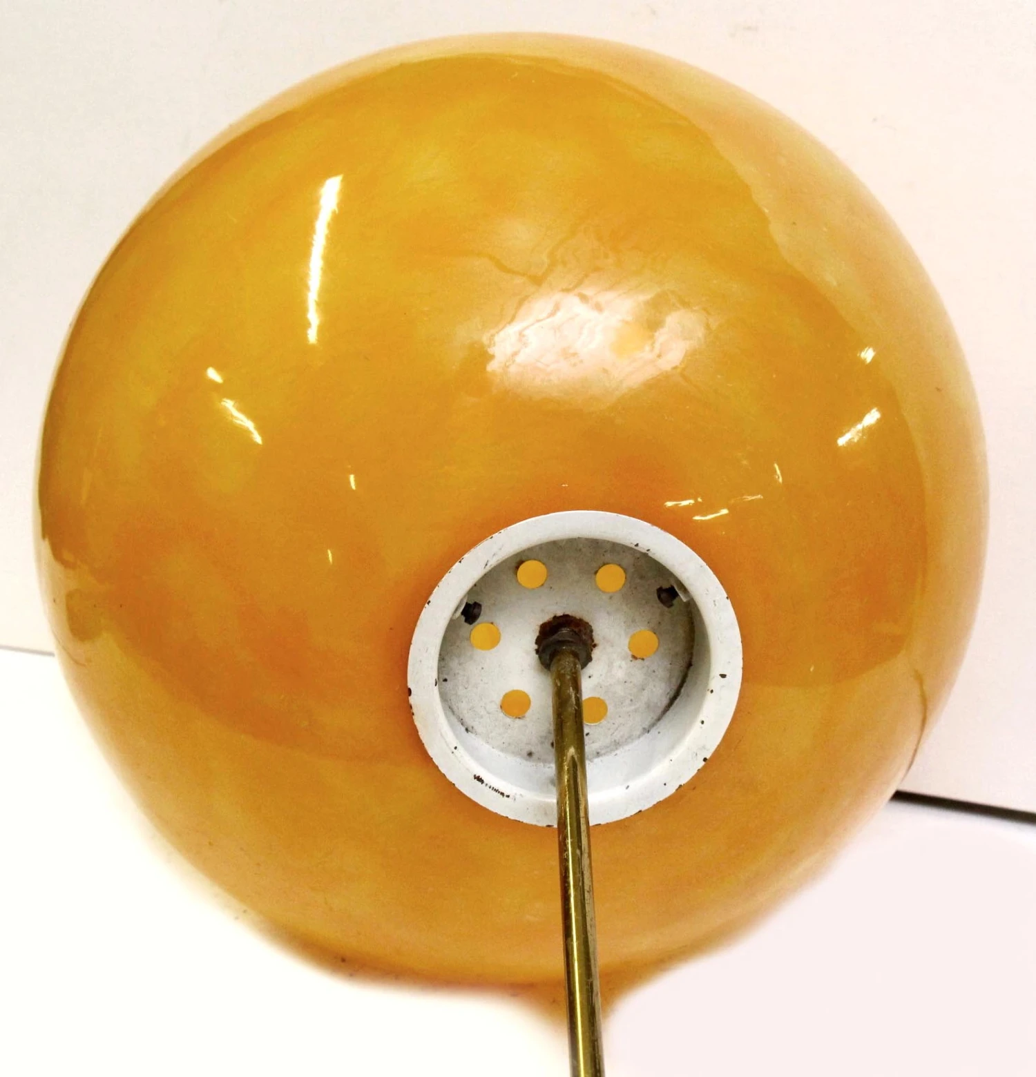 Mid Century Orange Glass Ball Pendant Light 5 Mid Century Orange Glass Ball Pendant Light - Image 3