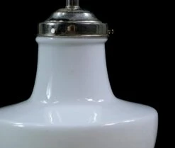 Mid Century Modern Milk Glass Nickel Schoolhouse Pendant Light 10 Mid Century Modern Milk Glass Nickel Schoolhouse Pendant Light -OGT Sale Store globes for sale p259319