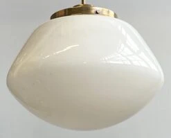 1940s Schoolhouse 14 In. Globe Brass Pole Pendant Light 7 1940s Schoolhouse 14 In. Globe Brass Pole Pendant Light -OGT Sale Store globes for sale p259356