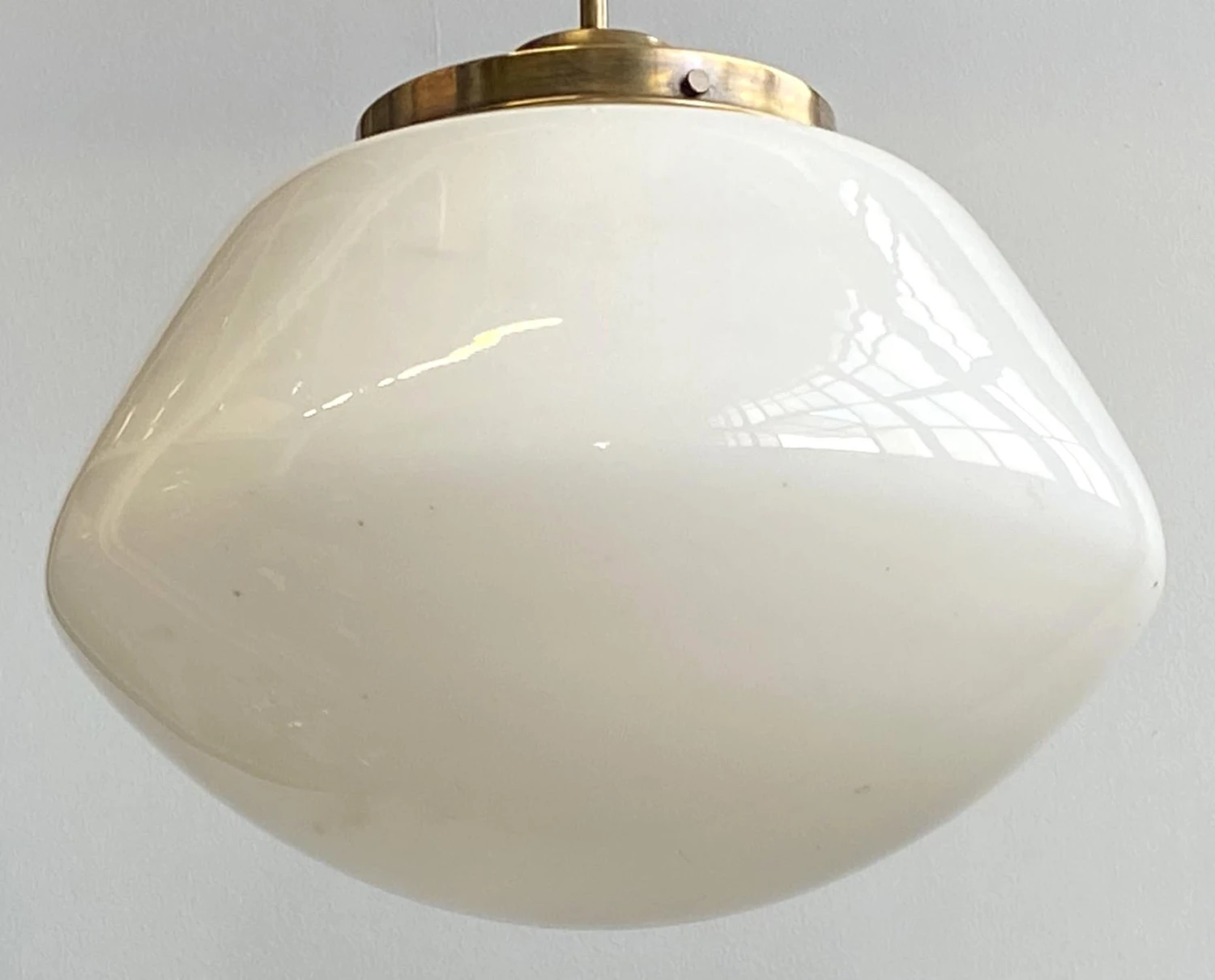 1940s Schoolhouse 14 In. Globe Brass Pole Pendant Light 5 1940s Schoolhouse 14 In. Globe Brass Pole Pendant Light - Image 3