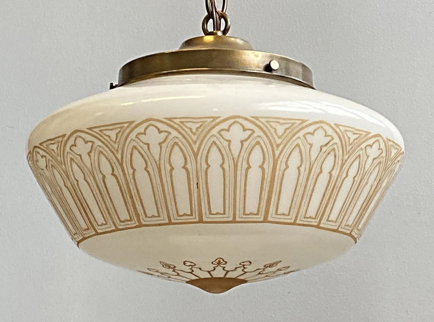 Gothic Ecclesiastical 12.5 In. Globe Brass Chain Pendant Light 5 Gothic Ecclesiastical 12.5 In. Globe Brass Chain Pendant Light - Image 3