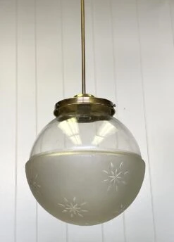 1920s Etched Glass Globe Light With Brass Pole Fitter 9 1920s Etched Glass Globe Light With Brass Pole Fitter -OGT Sale Store globes for sale p267833