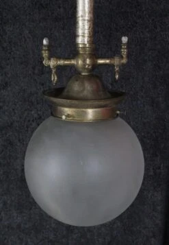 Original Frosted Glass Silvered Brass Pole Pendant Light 12 Original Frosted Glass Silvered Brass Pole Pendant Light -OGT Sale Store globes for sale q271873