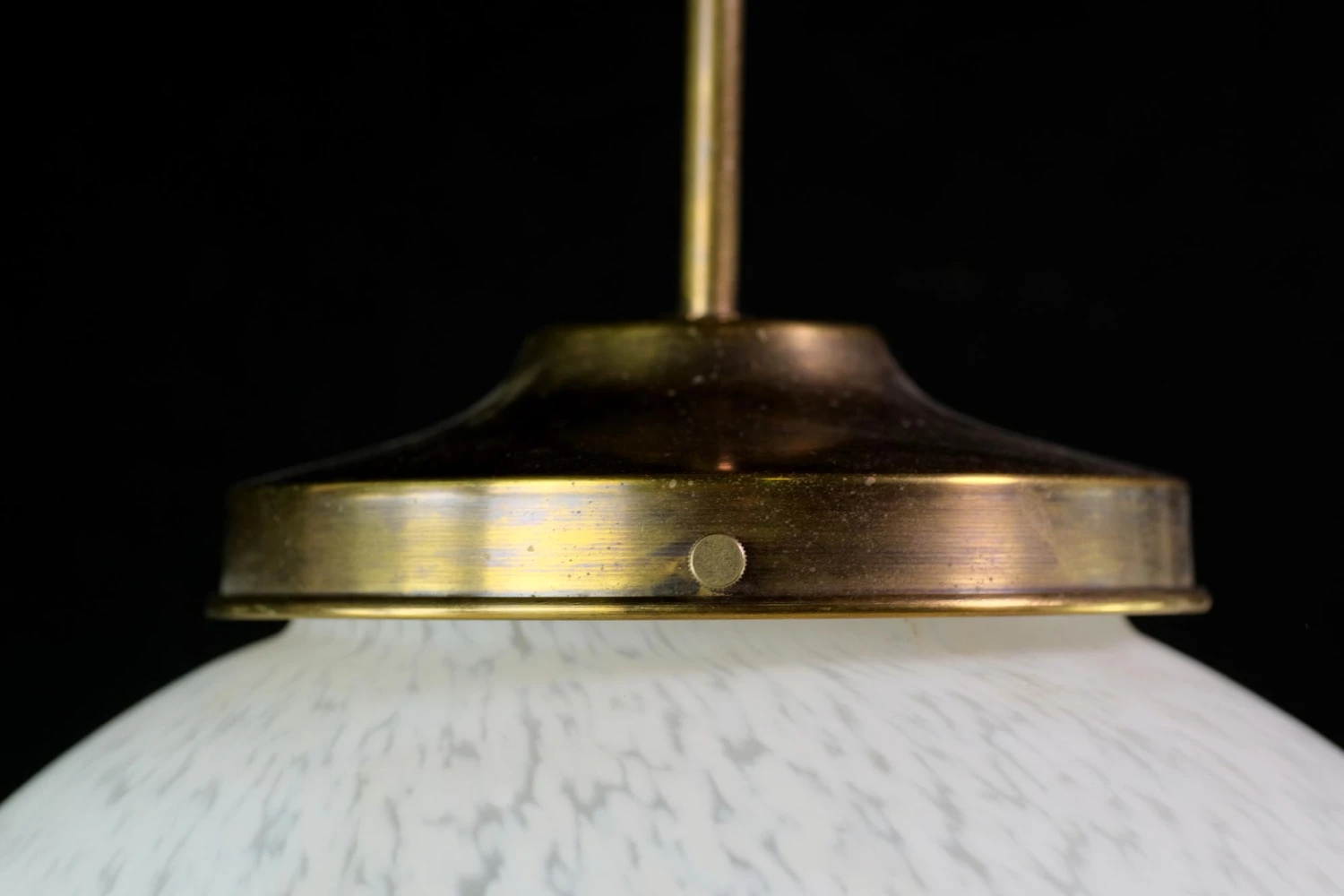 Mid Century Glass Globe Brass Pole Pendant Light 5 Mid Century Glass Globe Brass Pole Pendant Light - Image 3