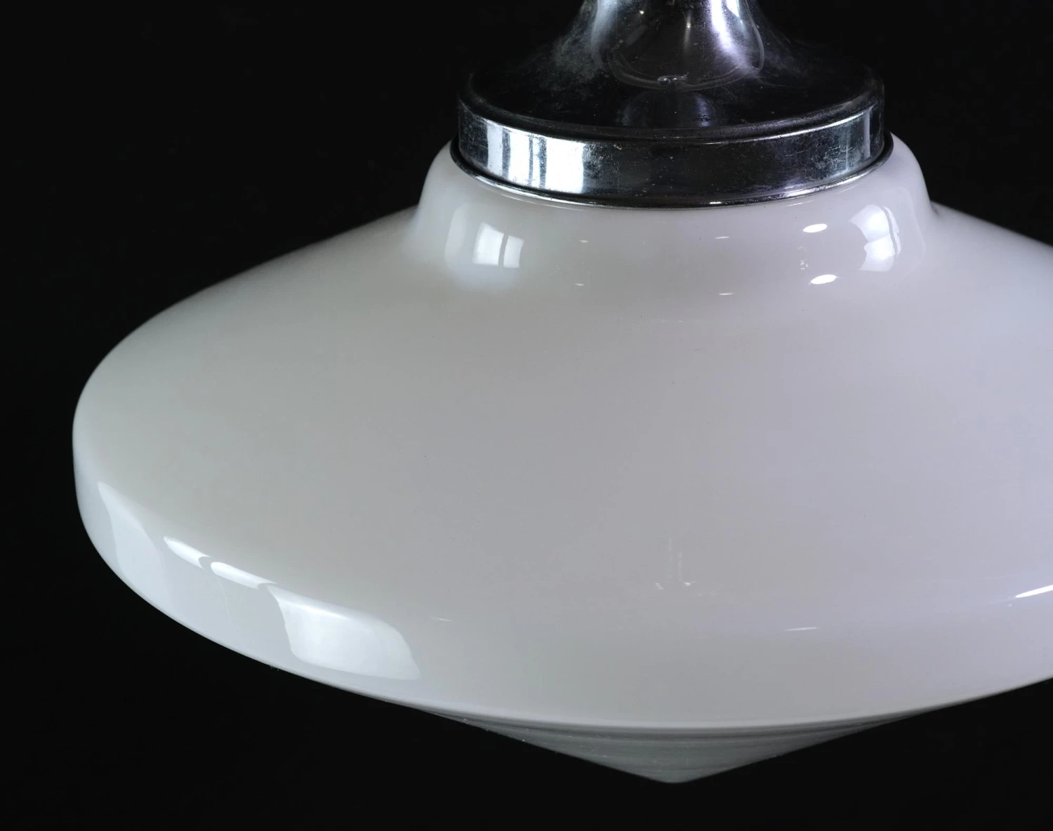 Mid Century 18 In. School House Conical Nickel Pole Pendant Light 5 Mid Century 18 In. School House Conical Nickel Pole Pendant Light - Image 3