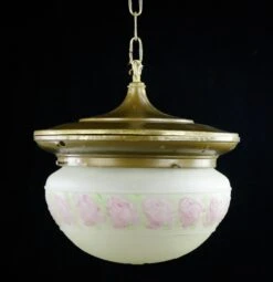 Traditional Floral White Glass Globe Brass Chain Pendant Light 17 Traditional Floral White Glass Globe Brass Chain Pendant Light -OGT Sale Store globes for sale q282701