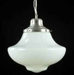 Vintage Schoolhouse Milk Glass Globe Aluminum Chain Pendant Light 13 Vintage Schoolhouse Milk Glass Globe Aluminum Chain Pendant Light -OGT Sale Store globes for sale q283004
