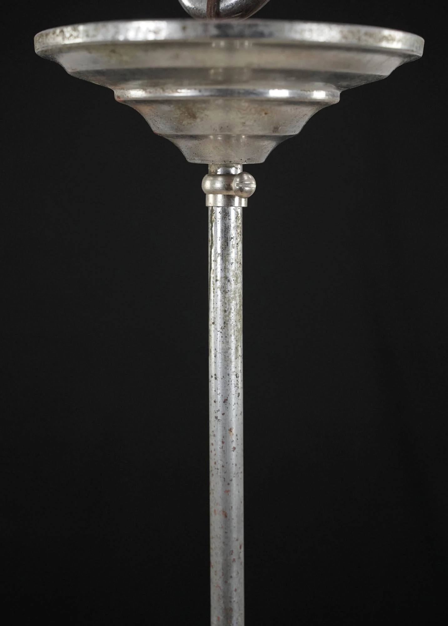 34.5 In. Mid Century Striped Glass Globe Nickel Steel Pendant Light 5 34.5 In. Mid Century Striped Glass Globe Nickel Steel Pendant Light - Image 3