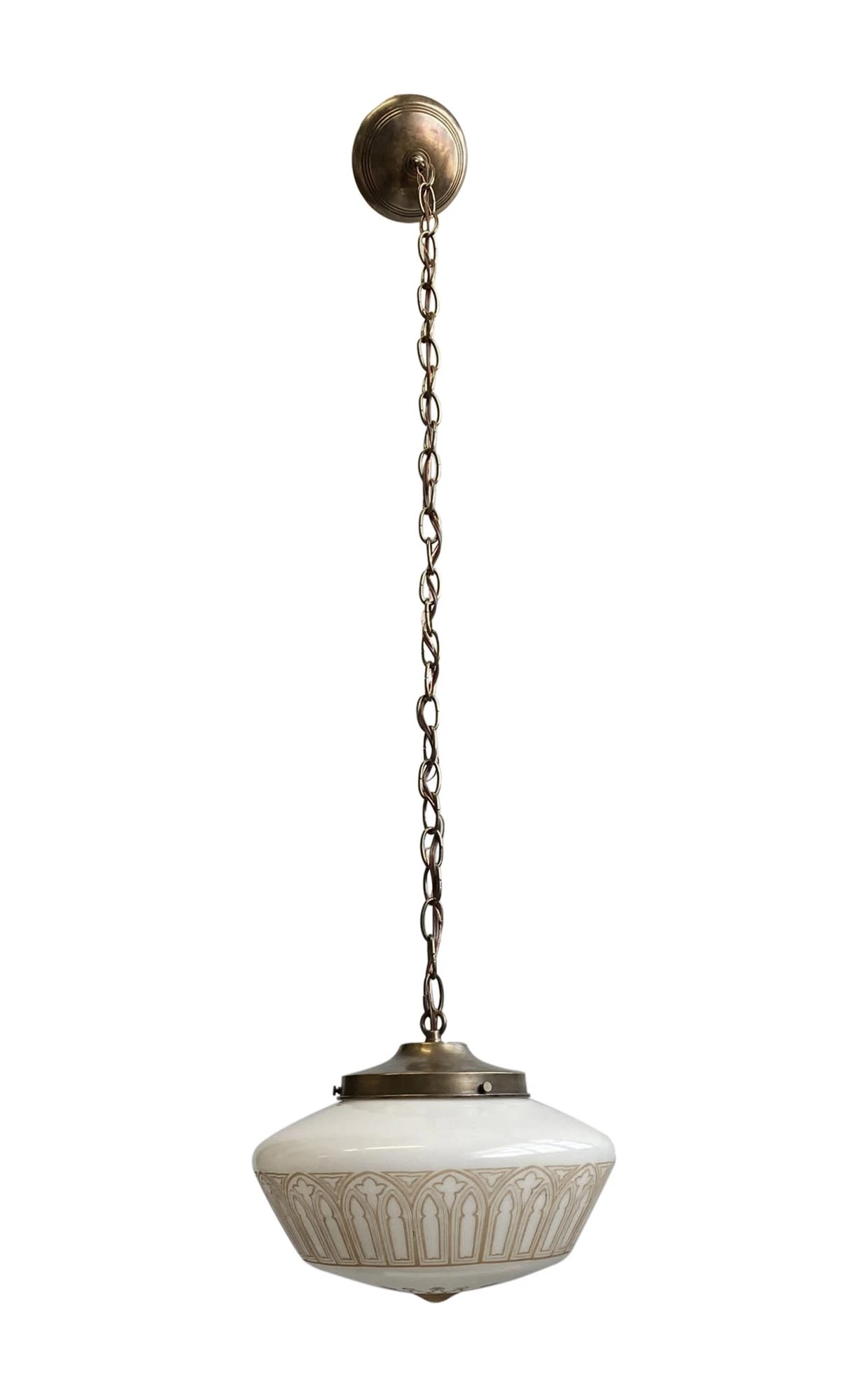 Gothic Ecclesiastical 12.5 In. Globe Brass Chain Pendant Light 3 Gothic Ecclesiastical 12.5 In. Globe Brass Chain Pendant Light