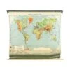 1950s Landform Physical Political Series Roll Up World Map