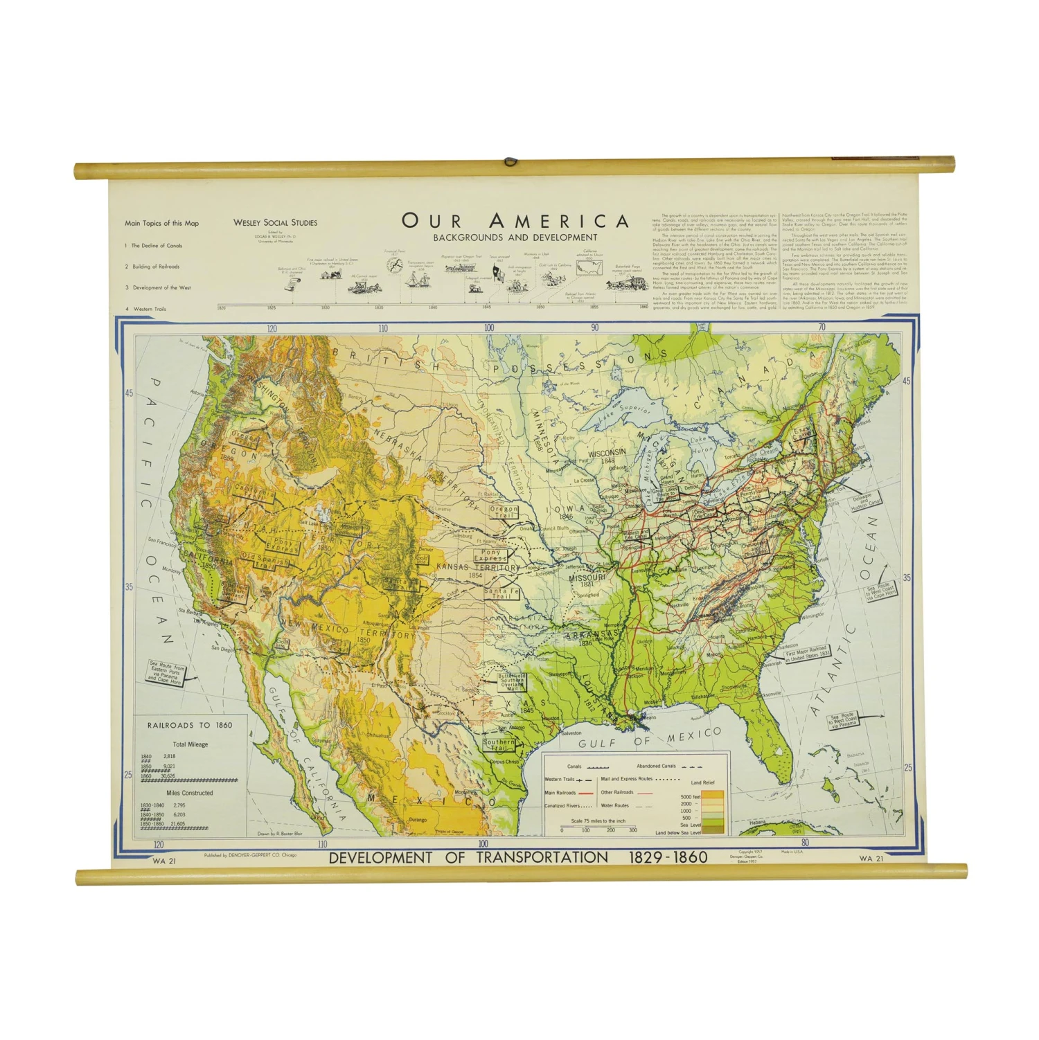 1957 Our America Background And Development Canvas Roll Up Map 3 1957 Our America Background And Development Canvas Roll Up Map