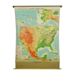 1964 Denoyer Geppert Series Canvas Mid America Roll Up Map