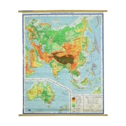 1966 Asia & Australia Landform Physical Political Series Roll Up Map