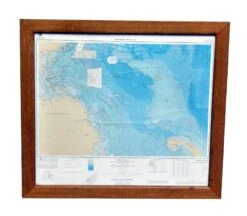 Bathymetric Framed Massachusetts Fishing Map