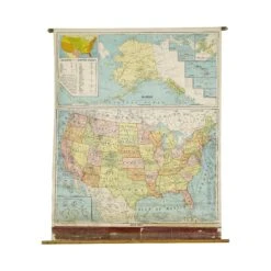 Vintage Roll Up Map Of The United States Population