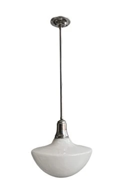 Mid Century 13.75 In. Mushroom Globe Nickel Pole Pendant Light
