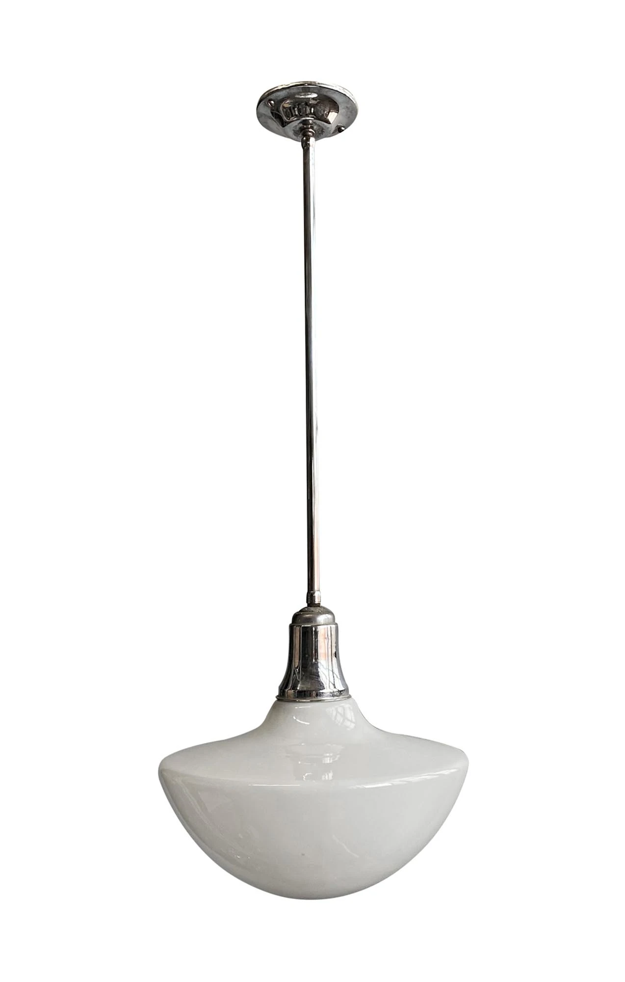 Mid Century 13.75 In. Mushroom Globe Nickel Pole Pendant Light 3 Mid Century 13.75 In. Mushroom Globe Nickel Pole Pendant Light