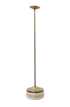 Mid Century 8.5 In. Glass Globe Brass Pole Pendant Light