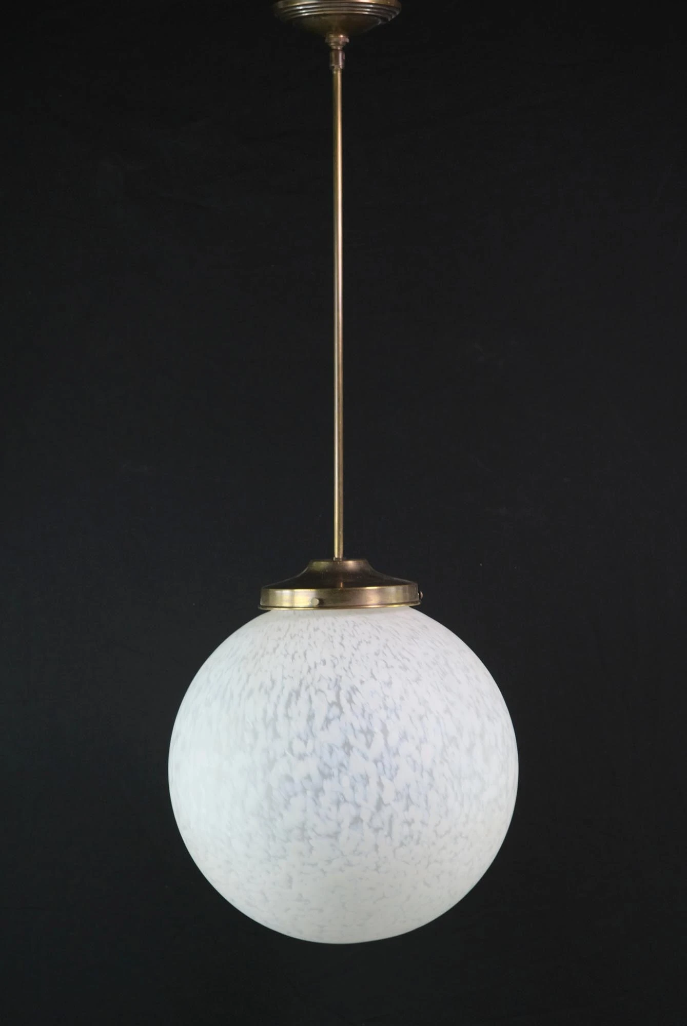 Mid Century Glass Globe Brass Pole Pendant Light 3 Mid Century Glass Globe Brass Pole Pendant Light