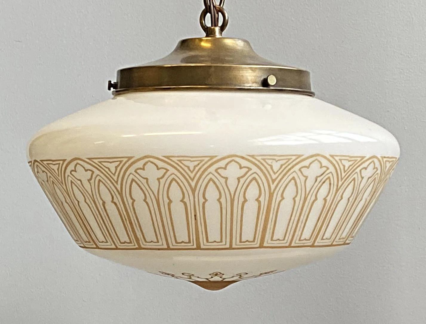 Gothic Ecclesiastical 12.5 In. Globe Brass Chain Pendant Light 4 Gothic Ecclesiastical 12.5 In. Globe Brass Chain Pendant Light - Image 2