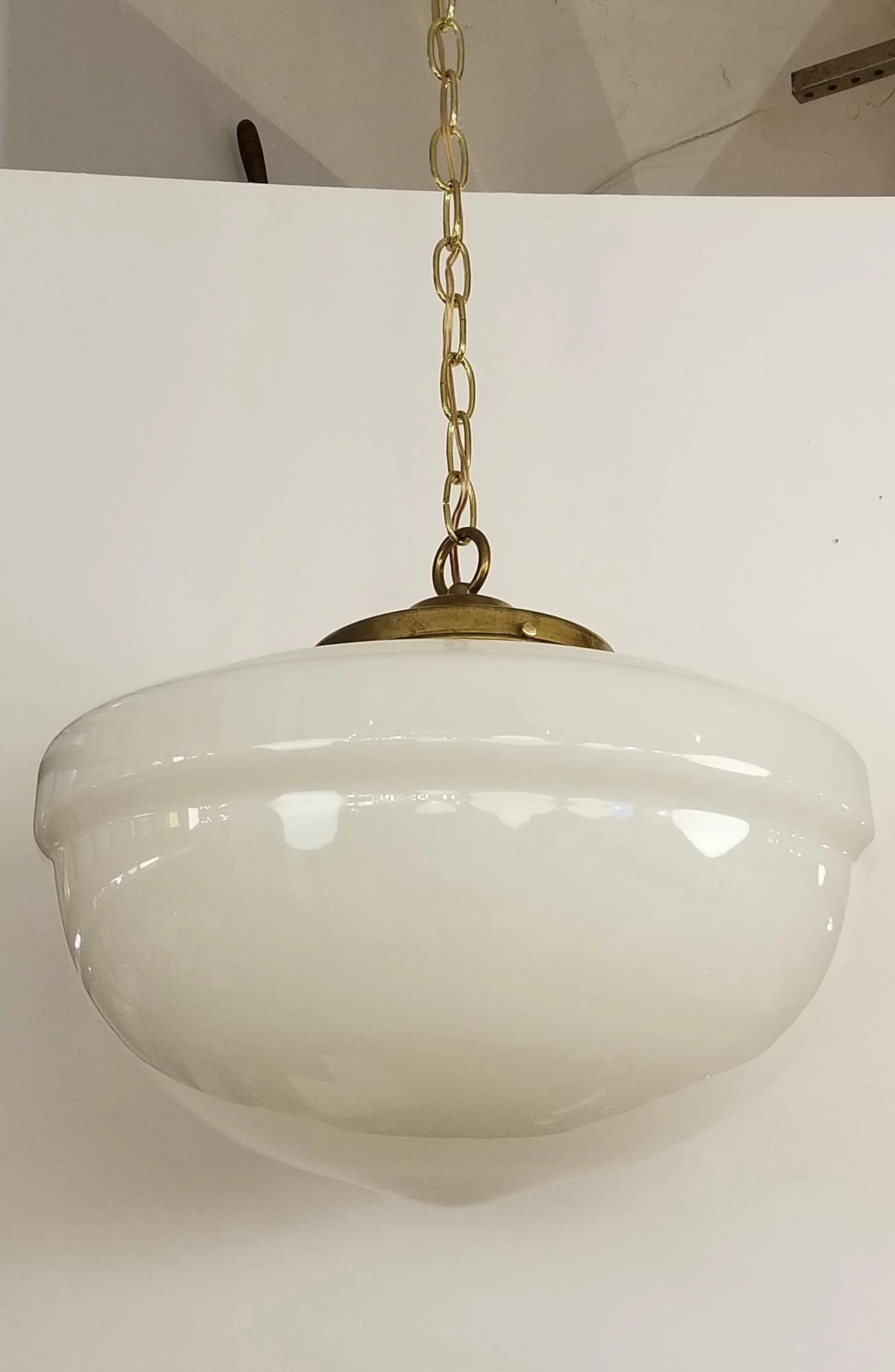 Large White Opal Glass 16 In. Schoolhouse Pendant Light 4 Large White Opal Glass 16 In. Schoolhouse Pendant Light - Image 2