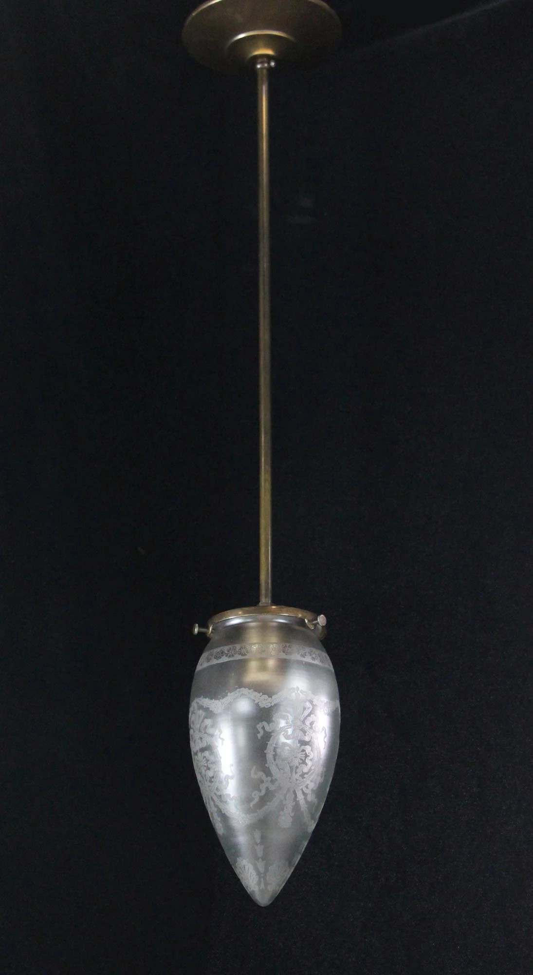 1809 Etched & Frosted Cone Shaped Glass Pendant Light 4 1809 Etched & Frosted Cone Shaped Glass Pendant Light - Image 2