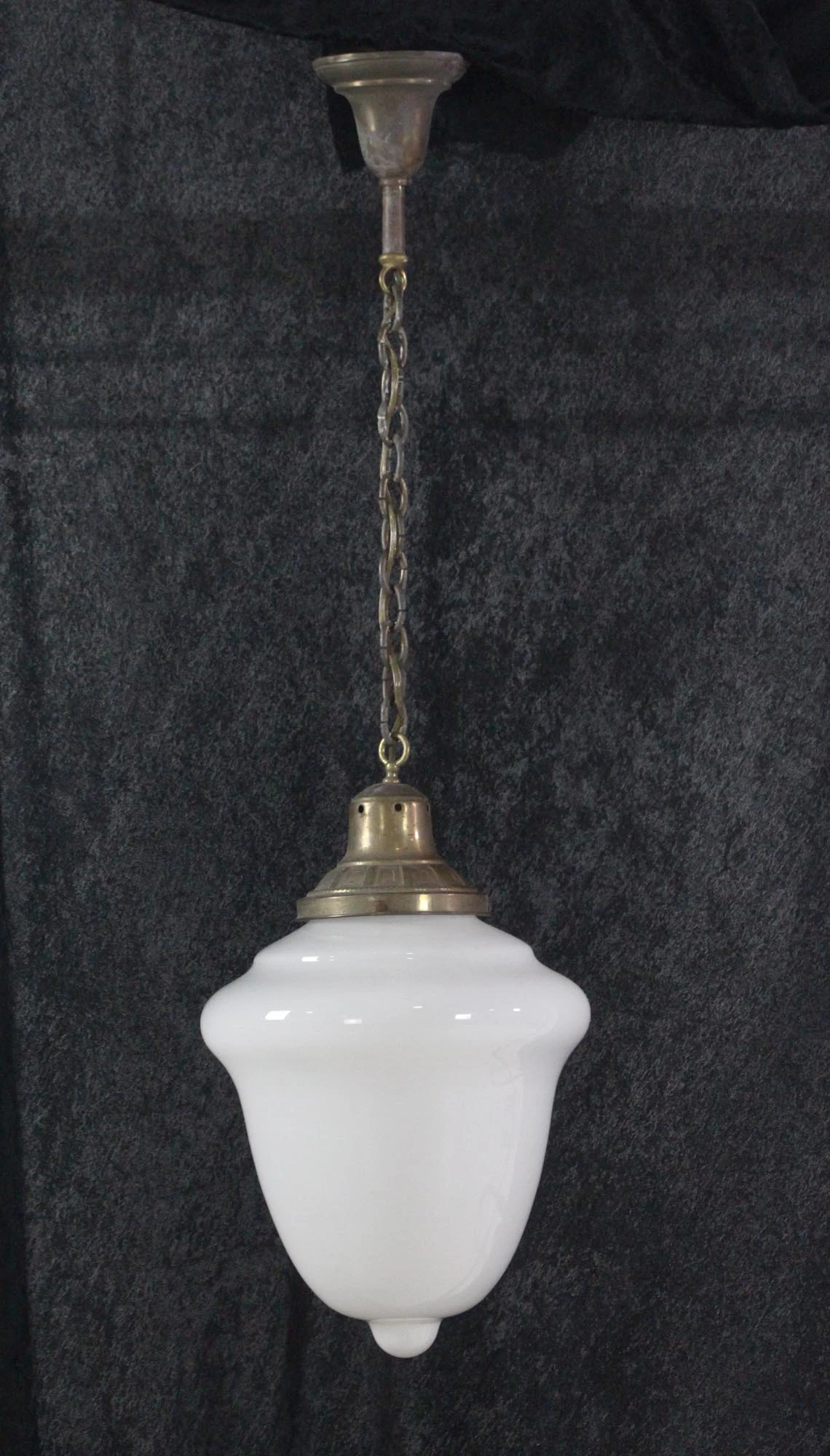 1940s Antique School House Glass 13 In. Pendant Light 4 1940s Antique School House Glass 13 In. Pendant Light - Image 2