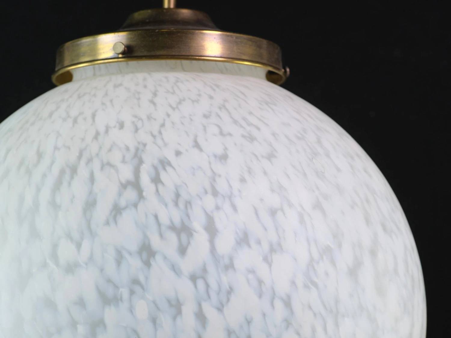 Mid Century Glass Globe Brass Pole Pendant Light 4 Mid Century Glass Globe Brass Pole Pendant Light - Image 2