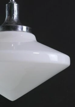 Mid Century 18 In. School House Conical Nickel Pole Pendant Light 9 Mid Century 18 In. School House Conical Nickel Pole Pendant Light -OGT Sale Store globes q275319