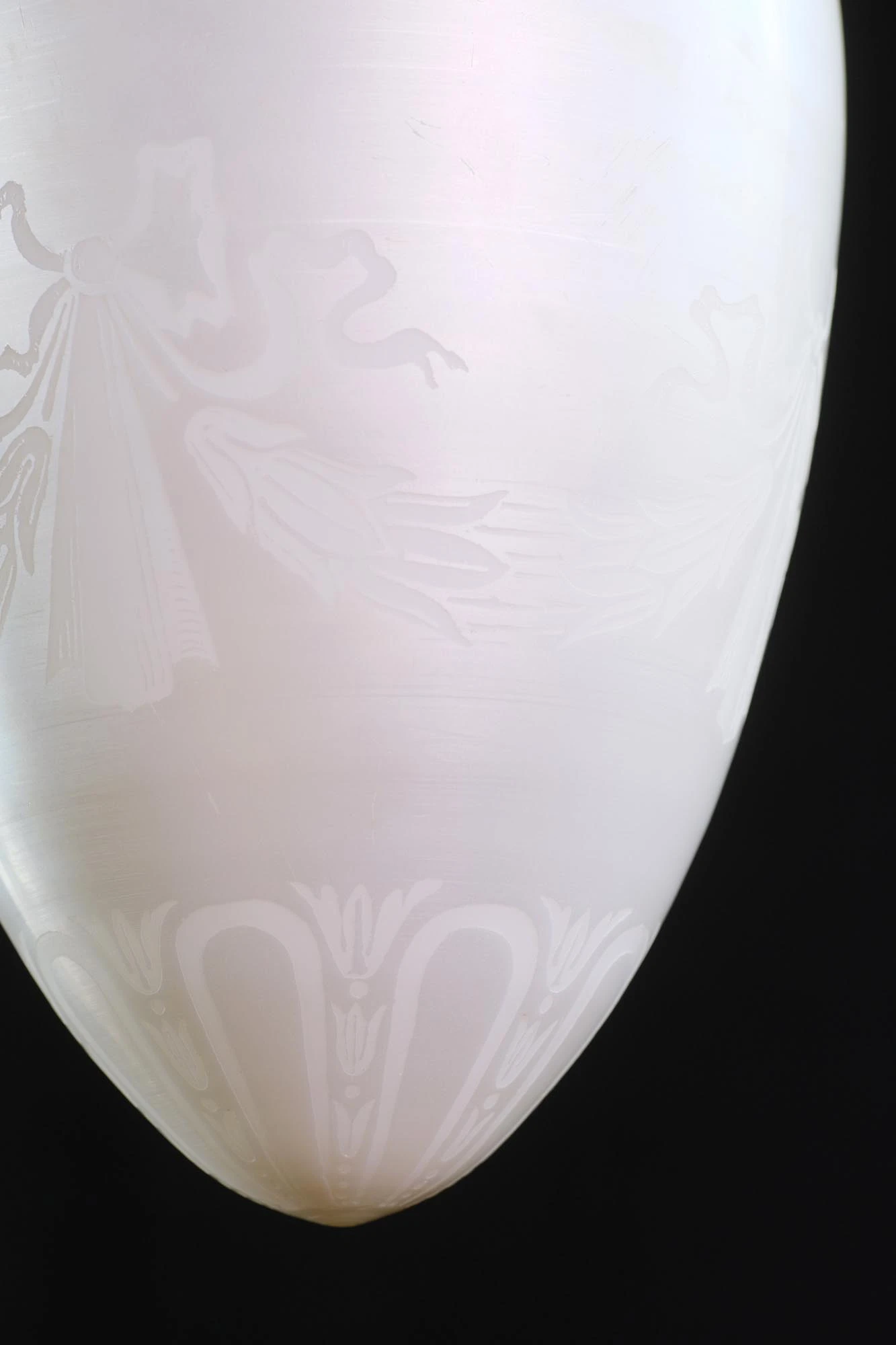 Iridescent Etched Steuben Glass & Silvered Brass Pendant Light 4 Iridescent Etched Steuben Glass & Silvered Brass Pendant Light - Image 2