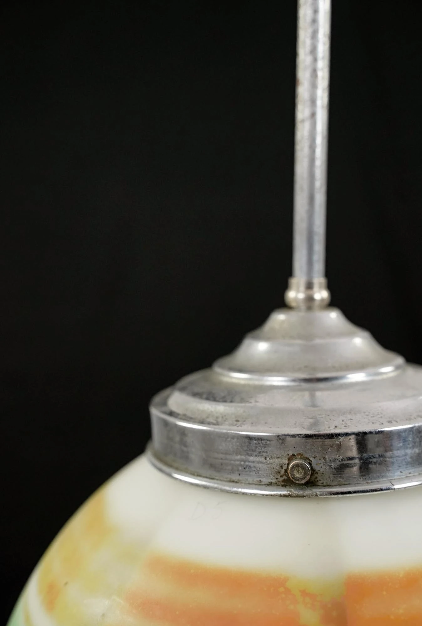 34.5 In. Mid Century Striped Glass Globe Nickel Steel Pendant Light 4 34.5 In. Mid Century Striped Glass Globe Nickel Steel Pendant Light - Image 2