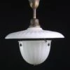 Rare 1910s Milk Glass Fluted Semi Flush Pendant Light